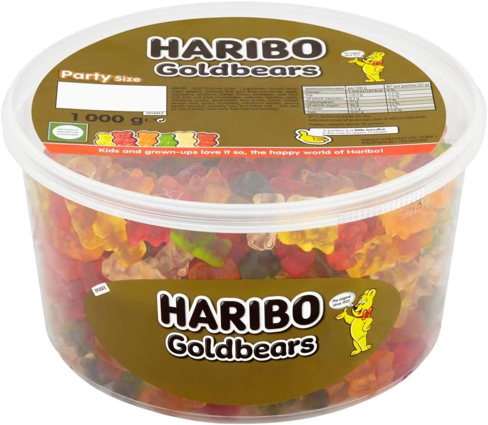 Gold Gummy Bear 1Kg Sweets Party Tub