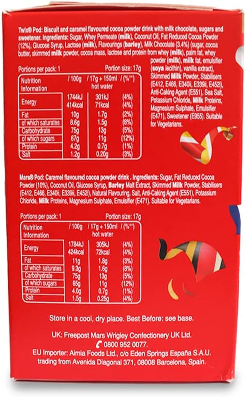 Celebrations Hot Chocolate Dolce Gusto Compatible Pods - Twix, Mars, Bounty, Snickers, Galaxy, Malteser, Milky Way & Galaxy Caramel Capsules - 1 Box, 8 Capsules