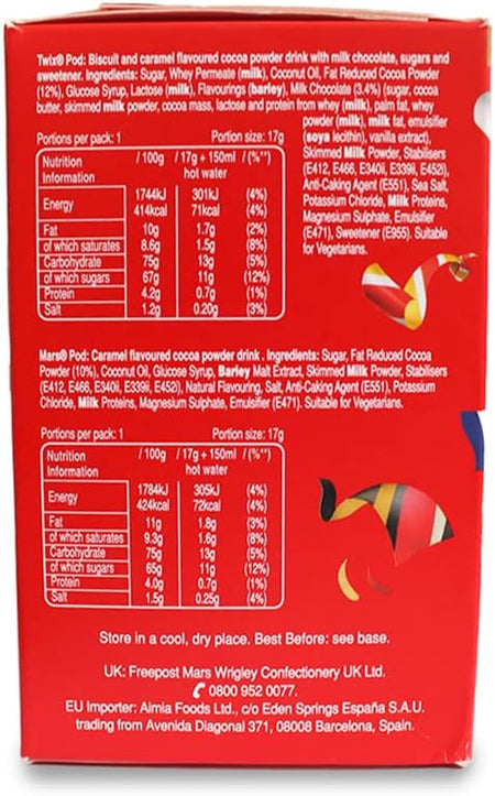 Celebrations Hot Chocolate Dolce Gusto Compatible Pods - Twix, Mars, Bounty, Snickers, Galaxy, Malteser, Milky Way & Galaxy Caramel Capsules - 1 Box, 8 Capsules