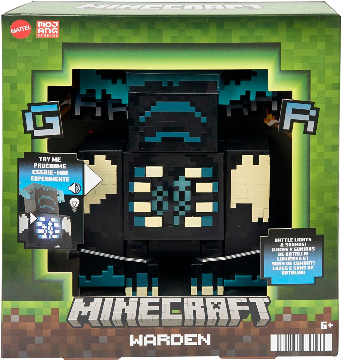 Minecraft Toys Warden Action Figure with Lights, Sounds and Accessories, Gift for Kids, HHK89