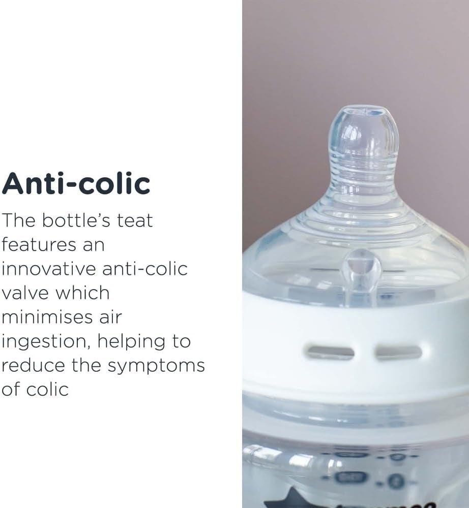 Natural Start Newborn Starter Set, 150 Ml and 260 Ml Anti-Colic Baby Bottles, Medium-Flow, Breast-Like Teats for a Natural Latch, Self-Sterilising