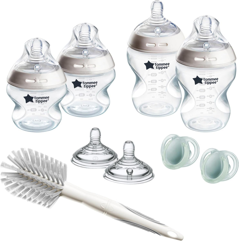Natural Start Newborn Starter Set, 150 Ml and 260 Ml Anti-Colic Baby Bottles, Medium-Flow, Breast-Like Teats for a Natural Latch, Self-Sterilising