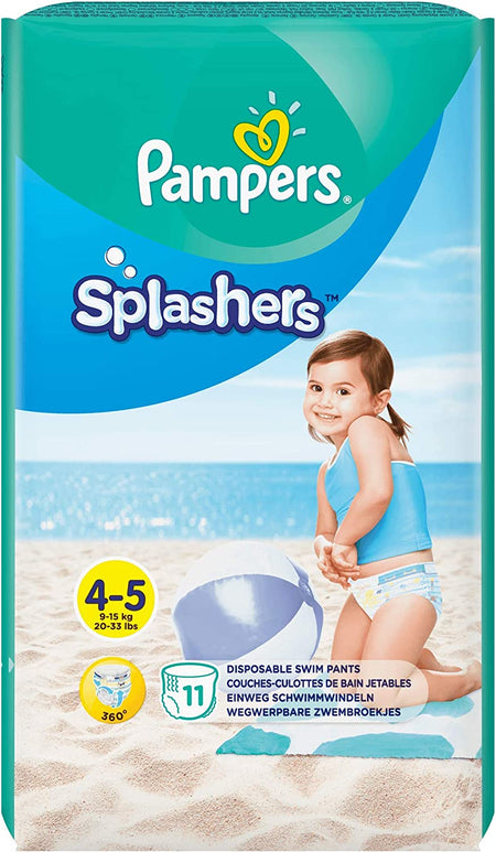 Splashers Disposable Swim Nappies Size 4-5 (9-15 Kg) for Optimal Protection in the Water, 11 Nappies