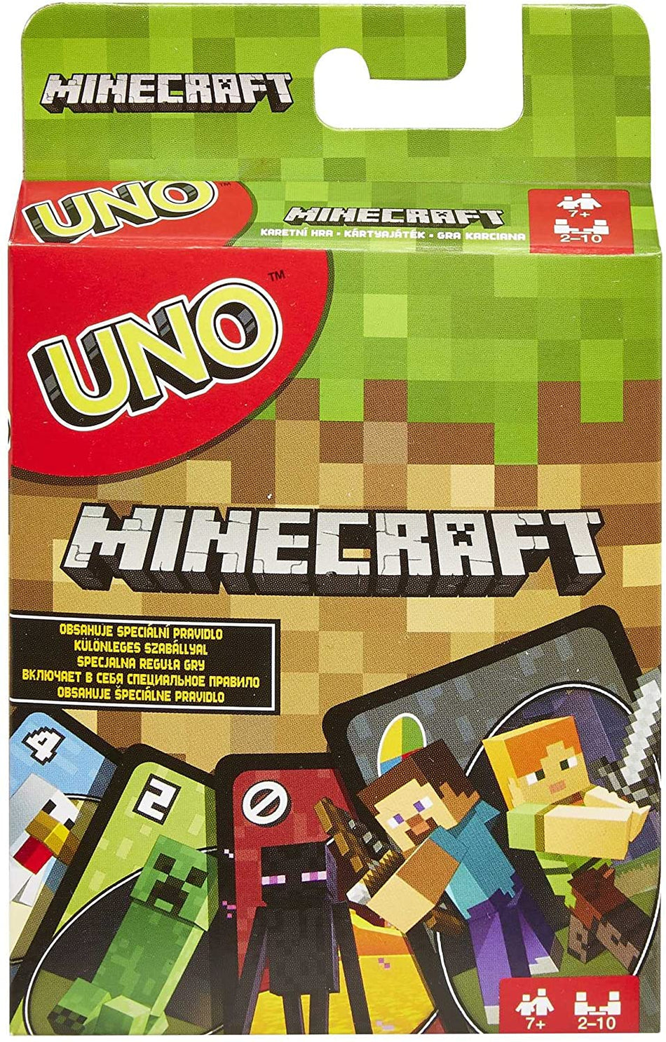 UNO Minecraft, Collectible Card Deck with 112 Cards, Card Game for Family Game Night, Use as Travel Game, Engaging Gift for Kids, 2 to 10 Players, Ages 7 and Up, FPD61