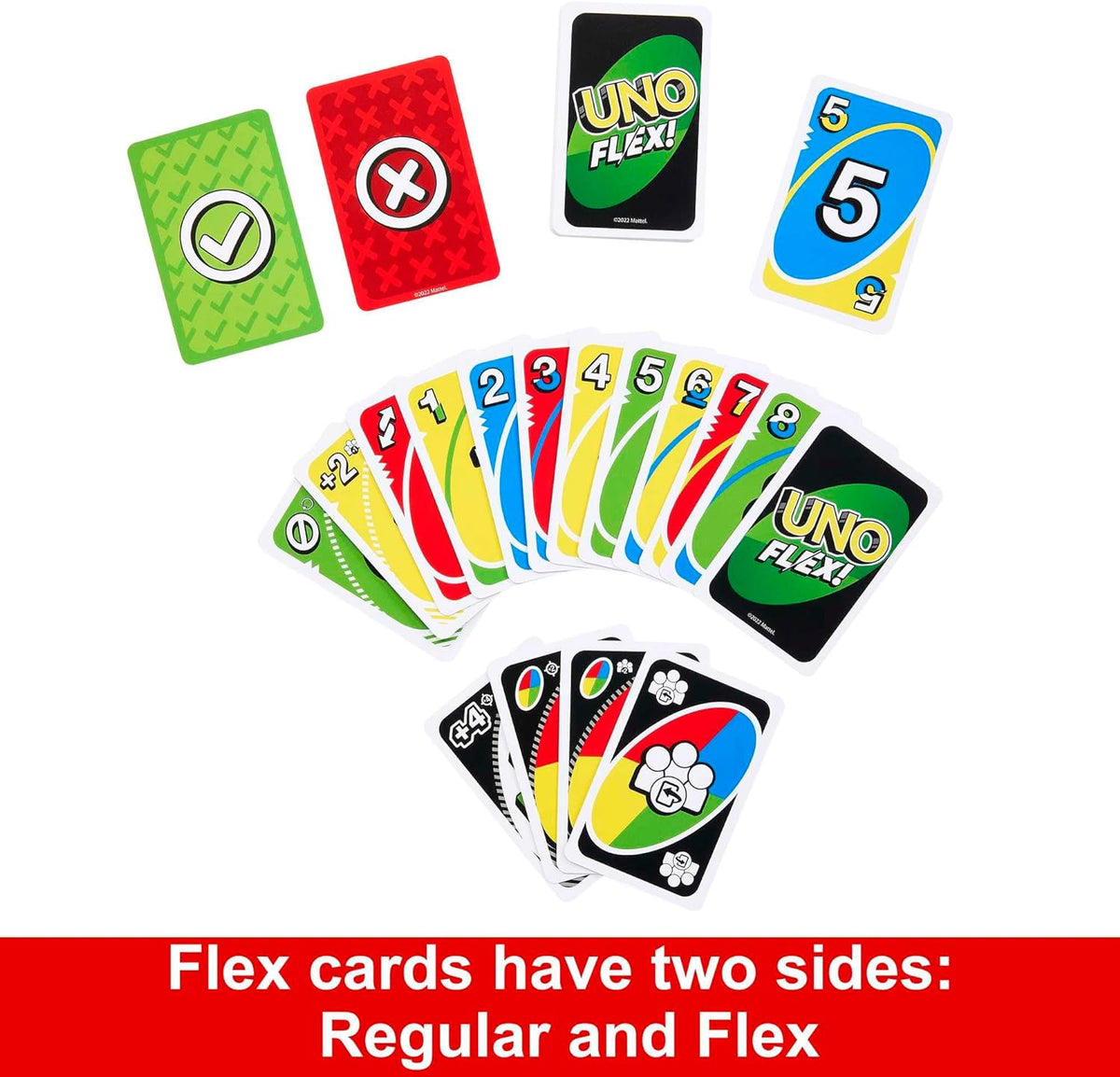 UNO Flex, Family Card Game for Kids and Adults for Party Game Night, Use as a Travel Game or Engaging Gift for Kids, 2 to 8 Players, Ages 7 and Up, HMY99