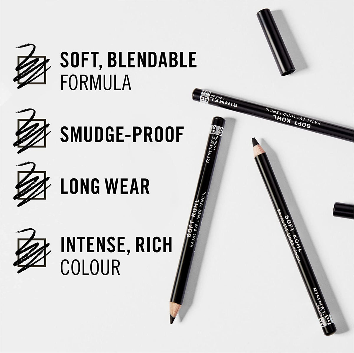 London Soft Kohl Smudge-Proof Eyeliner Pencil, Jet Black, 1.2 G