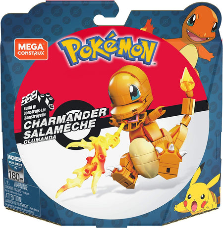 Pokémon Build & Show Charmander Toy Building Set, 4 Inches Tall, Poseable, 185 Bricks and Pieces, for Boys and Girls, Ages 7 and Up, GKY96
