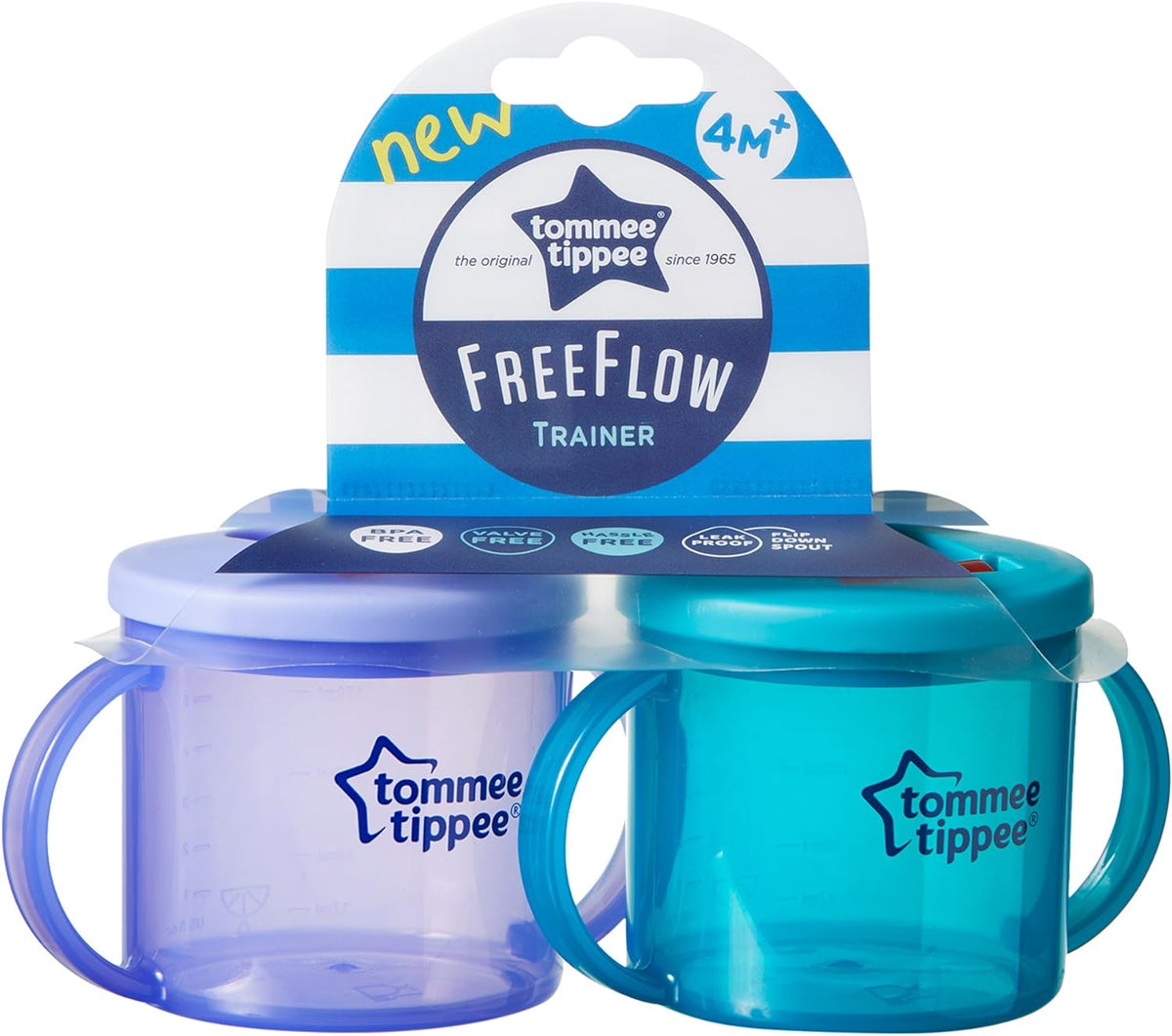 Free Flow Trainer Cup with Handles, Bpa-Free, 6Oz, 2 Count (Designs May Vary)