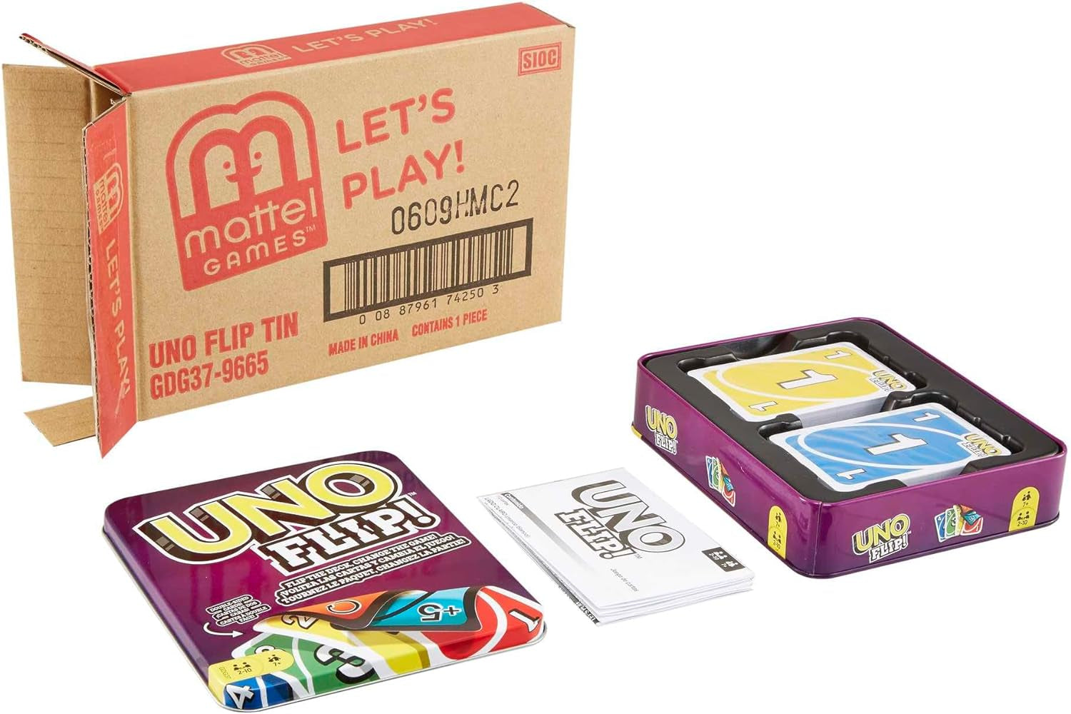 UNO FLIP! Family Card Game, with 112 Cards in a Sturdy Storage Tin, Makes a Great Gift for 7 Year Olds and Up, GDG37